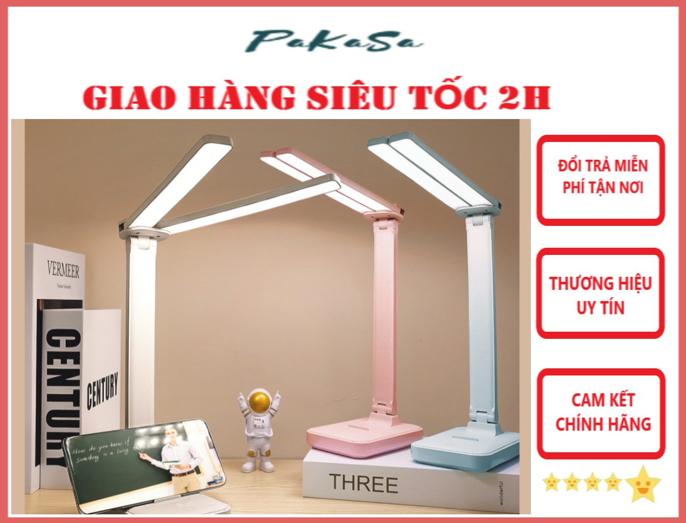 Đèn Học Để Bàn 2 Thanh 3 Chế Độ Sáng , Ánh Sáng Trắng Hoặc Vàng Tùy Chọn Giúp Bảo Vệ Mắt - Chính hãng