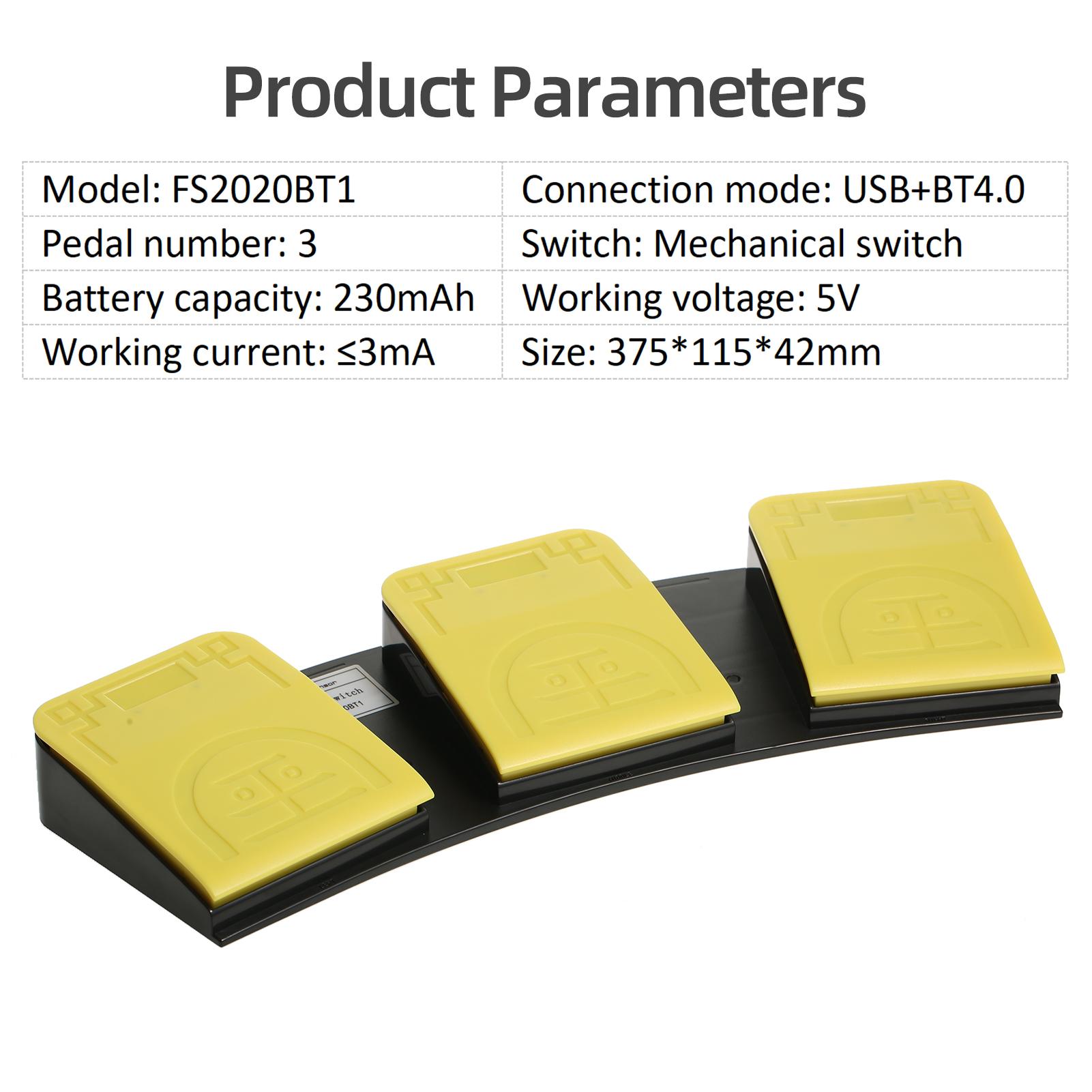 FS2020BT1 Triple Foot Switch Multifunctional Customized Foot Pedal USB+BT Dual-mode Connection Mechanical Switch Wide Application