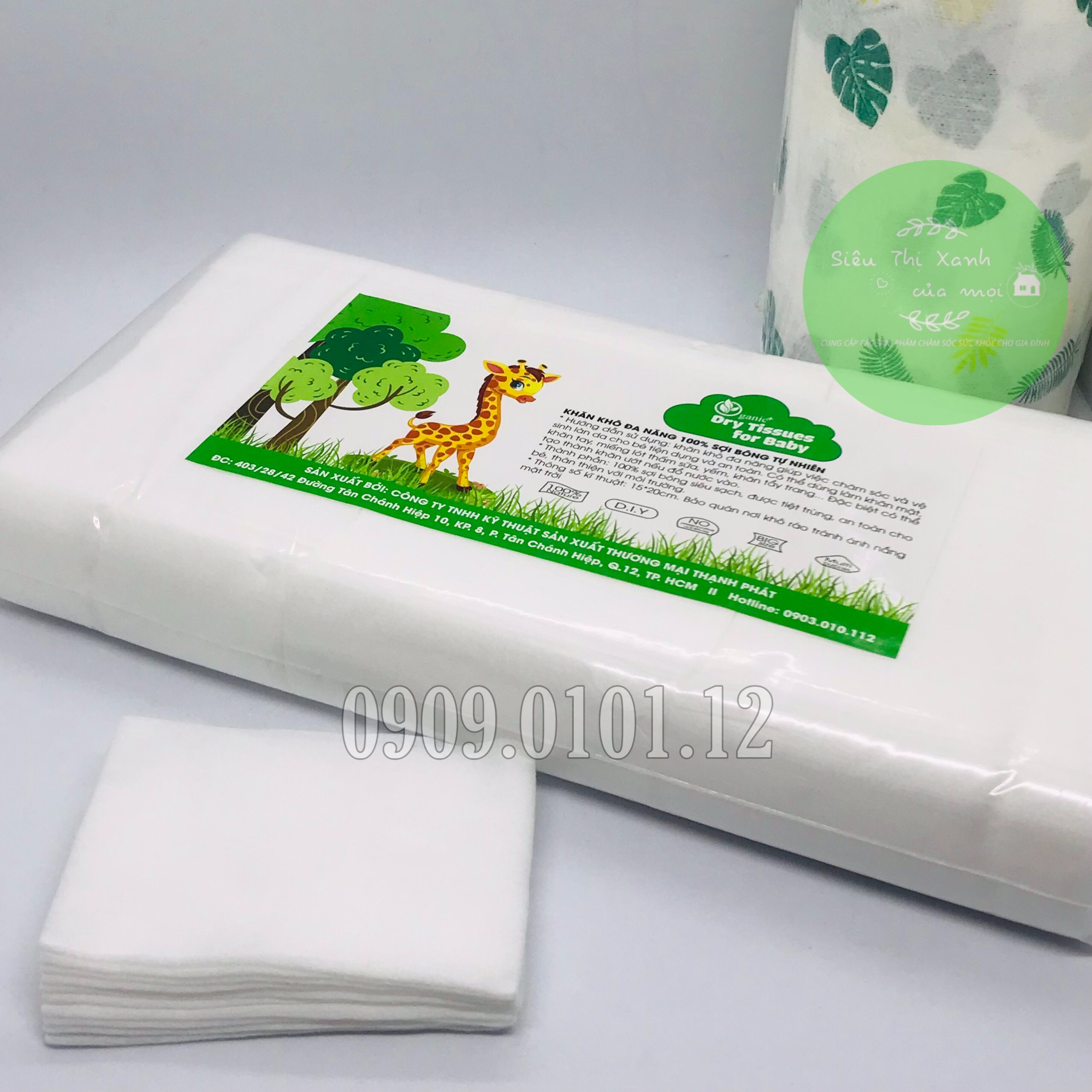 Khăn khô đa năng Oganic+, khăn lau khô hàng bịch 200gr,300gr