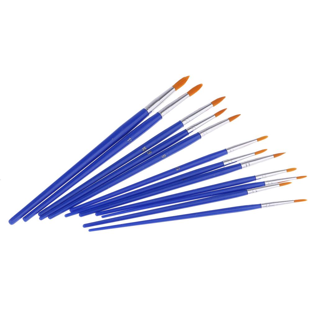 12 Chiếc Lông Nylon Vẽ Tranh Màu Nước Bàn Chải Nghệ Sĩ Tròn Nhọn Đầu Bàn Chải