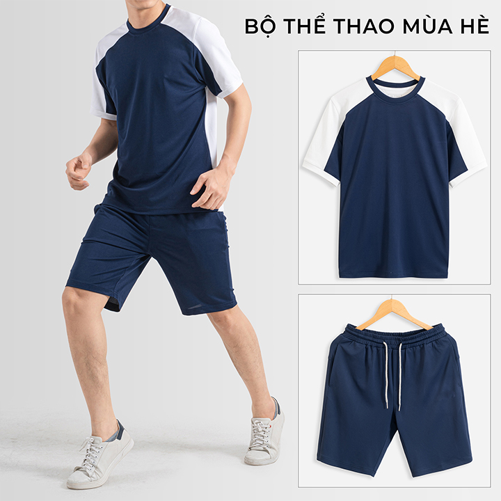 Bộ Thể Thao Nam Quần Áo Ngắn Nam Mặc Nhà Phối Tay Trơn Co Giãn 4 Chiều Cao Cấp Đủ Size Từ 45Kg Đến 80Kg - M