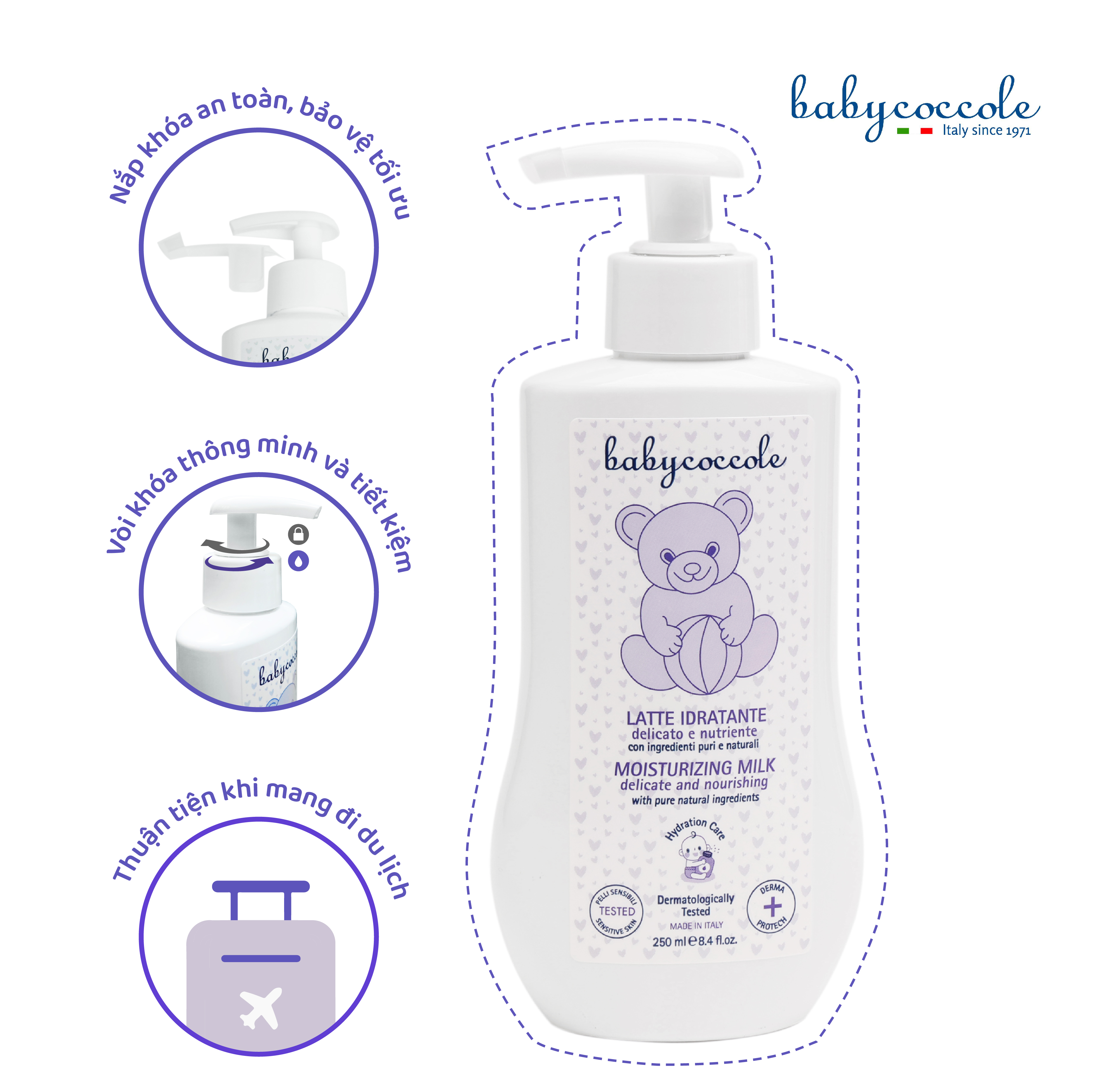 Sữa dưỡng thể chiết xuất hạnh nhân Babycoccole 250ml 0M+