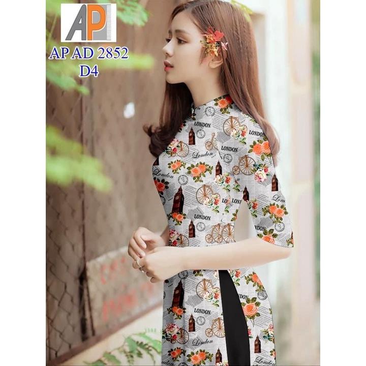 Vải may áo dài in 3D họa tiết Xe Đap Hoa Hồng