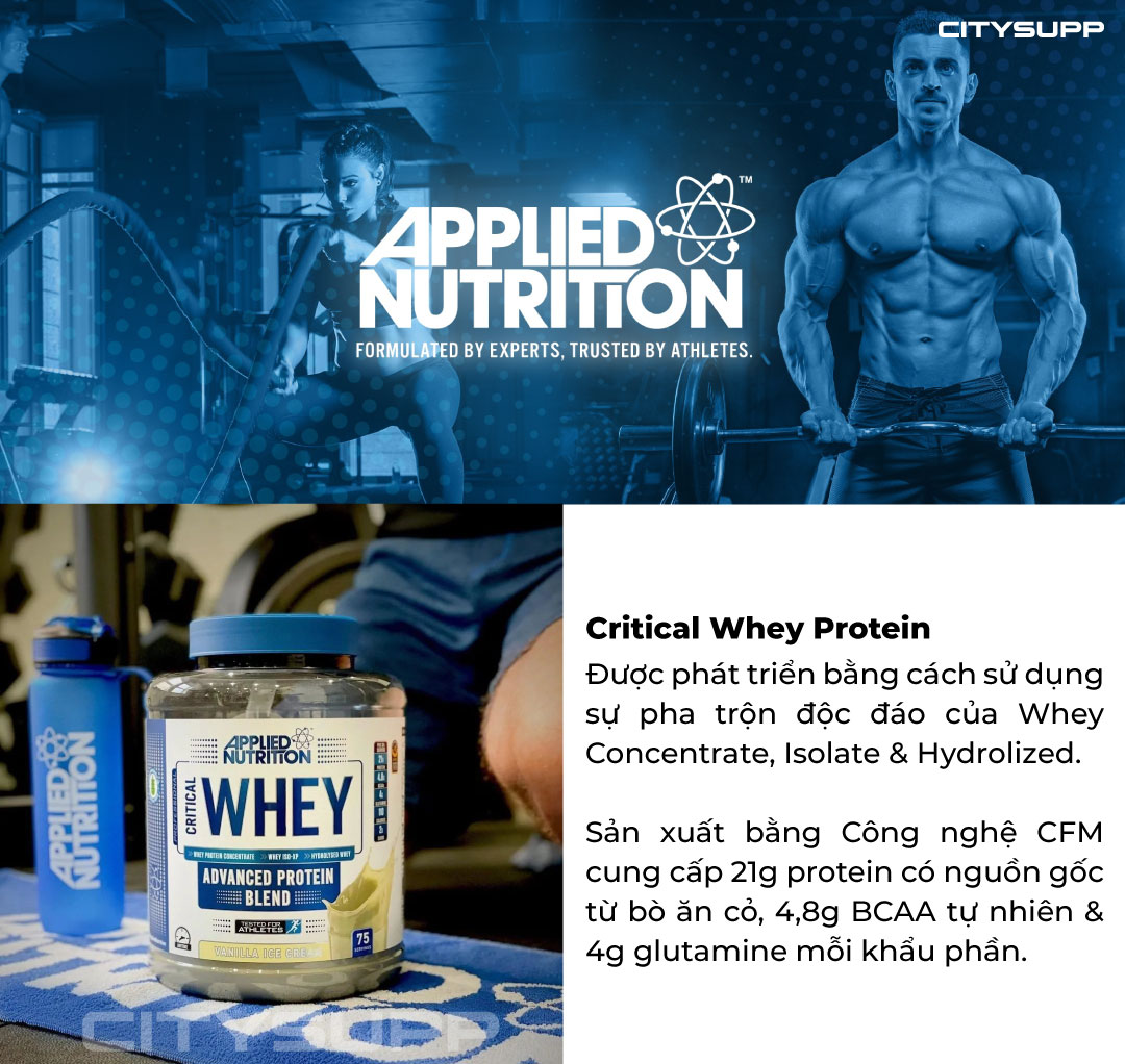 Critical Whey 2KG (67 Lần Dùng) | Applied Nutrition | Hỗ Trợ Phục Hồi và Xây Dựng Cơ Bắp