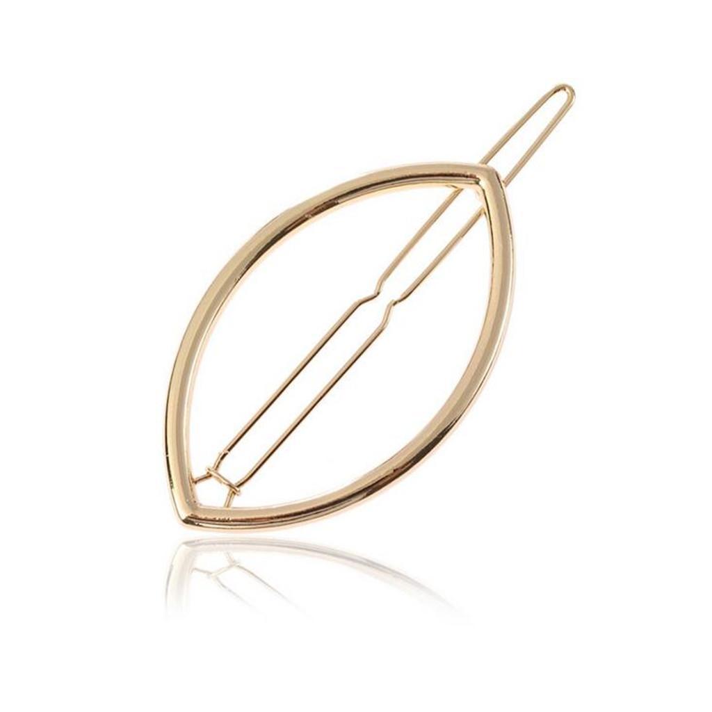 2x Geometric Hairpin Clip Delicate Alloy Oval Snap Clip for Hair Ladies Hairstyle