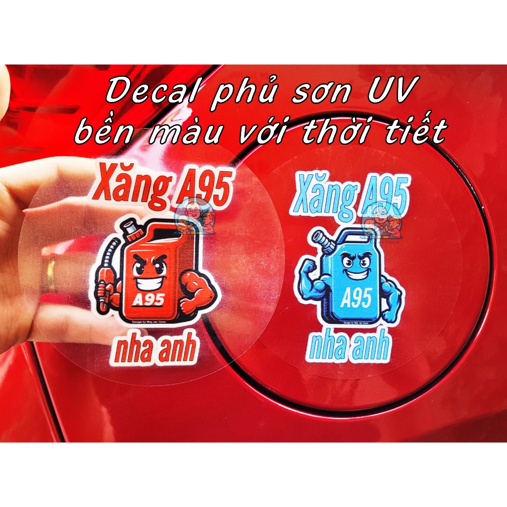Decal dán xe, tem dán xe, Trang trí nắp bình nhiên liệu - thiết kế đặc biệt phủ sơn UV dán kính hậu ôtô Mày mò Store