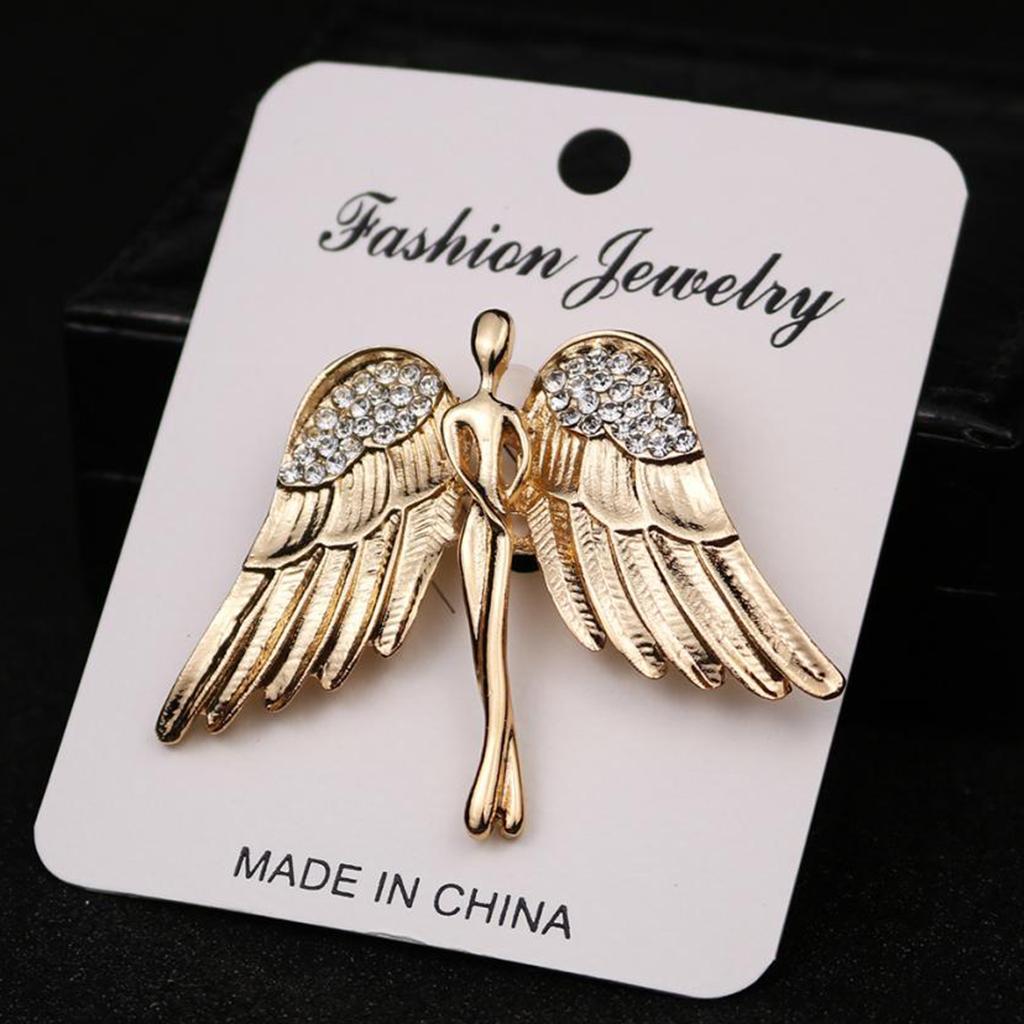 2-4pack Fashion Angel Wings Brooch Charming Crystal Brooch Pin for Men Women