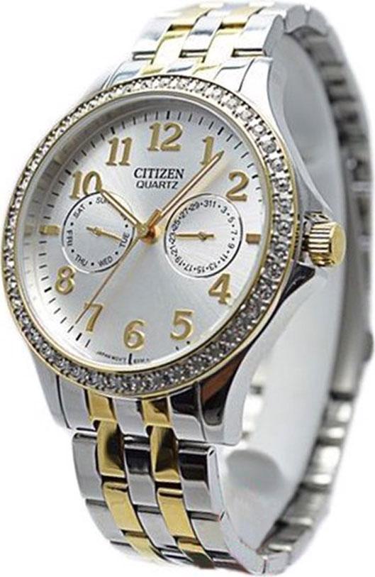 Đồng Hồ Citizen Nữ Đính Đá Swarovski Dây Kim Loại Pin-Quartz ED8114-57A - Mặt Trắng (38mm)