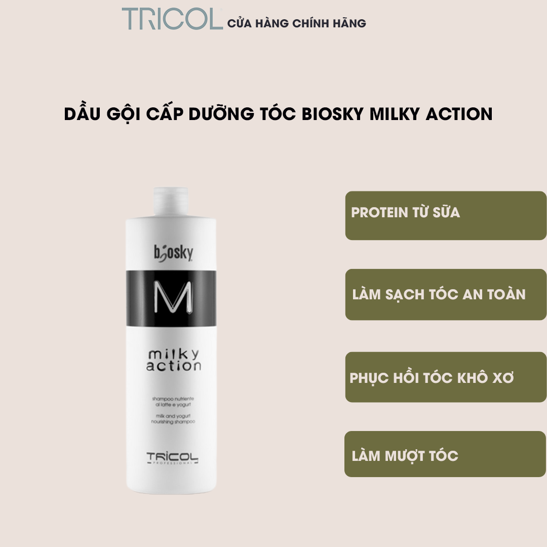 Dầu gội dưỡng ẩm phục hồi hương sữa gạo Milky Action Shampoo 1000ML