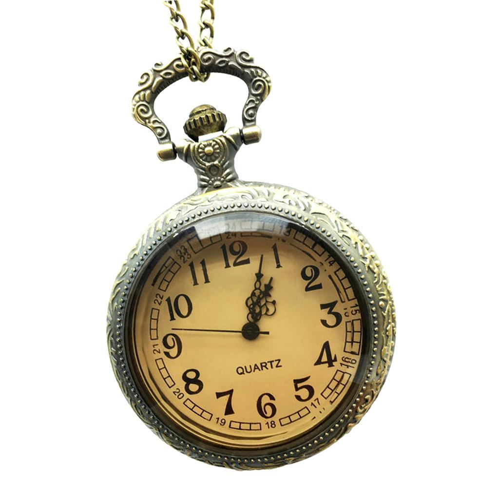 Prettyia Retro Flower Steampunk  Pocket Watch Pendant Necklace Bronze