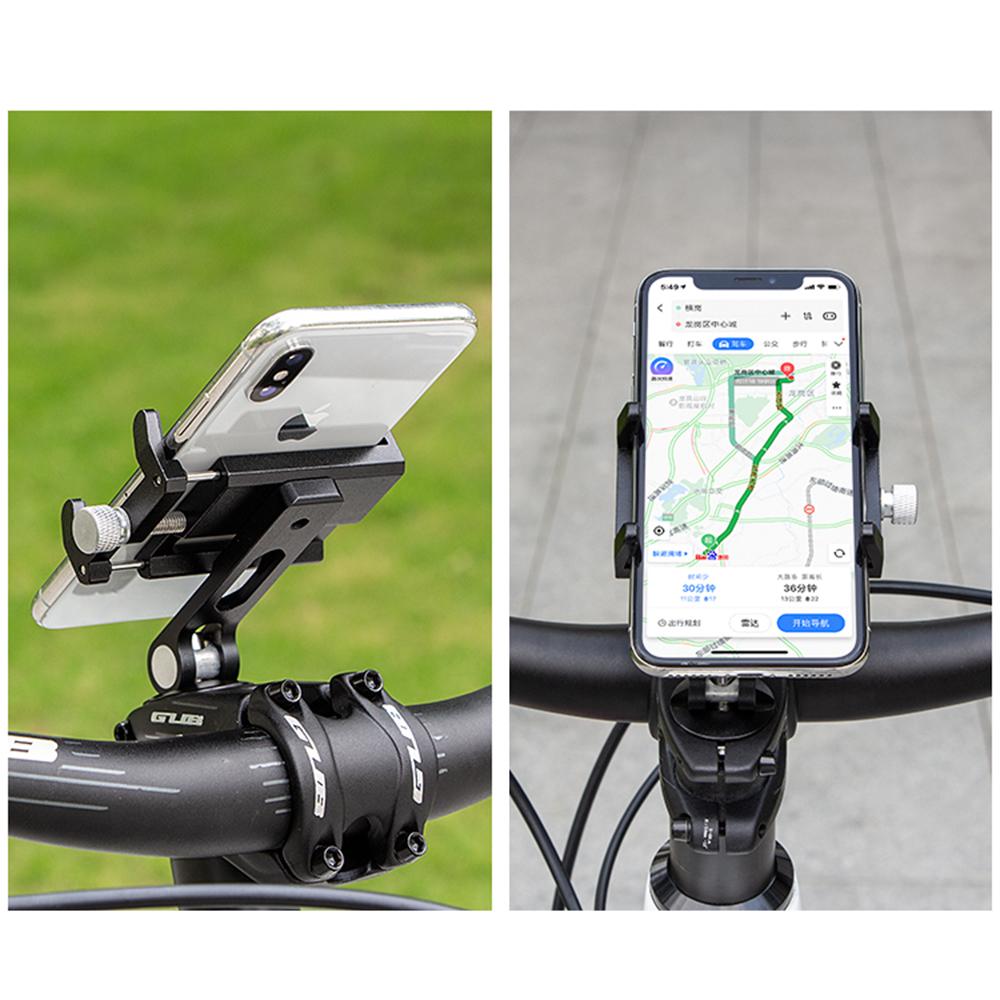 GUB Bike Stem Phone Mount Anti-slip Adjustable Aluminum Bicycle Phone Holder for 3.7-7.2In Mobile Phones