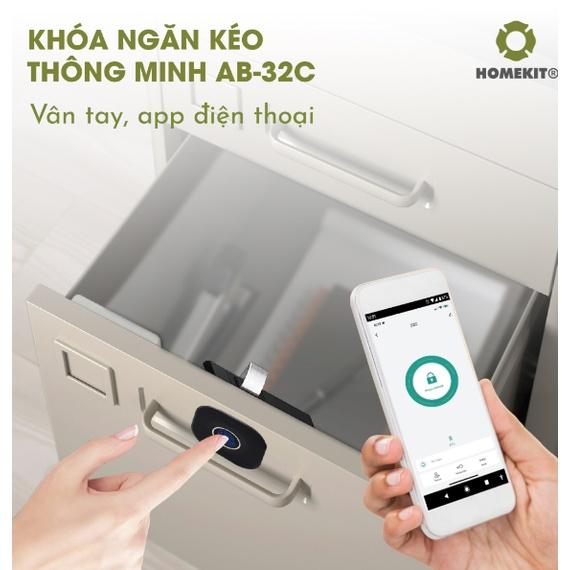 Khóa điện tử thông minh dành cho ngăn kéo tủ HOMEKIT AB-32C thẻ từ và điều khiển app điện thoại, thiết kế nhỏ gọn