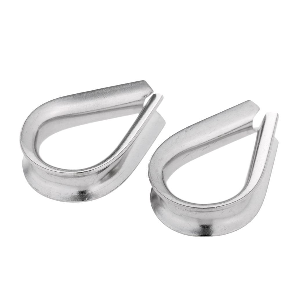 2-6pack 2 Pieces Stainless Steel Heart Shaped Cable Thimbles Wire Rope Fitting