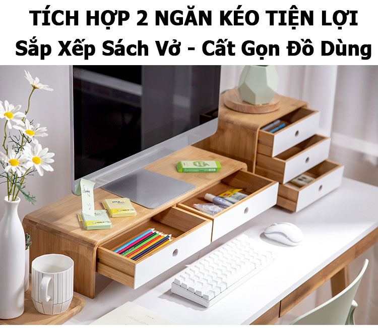 Kệ nâng cao màn hình máy tính; để bàn có ngăn kéo; Giá đỡ nâng cao văn phòng; Giá sách để bàn; Giá đỡ laptop - hàng nhập khẩu