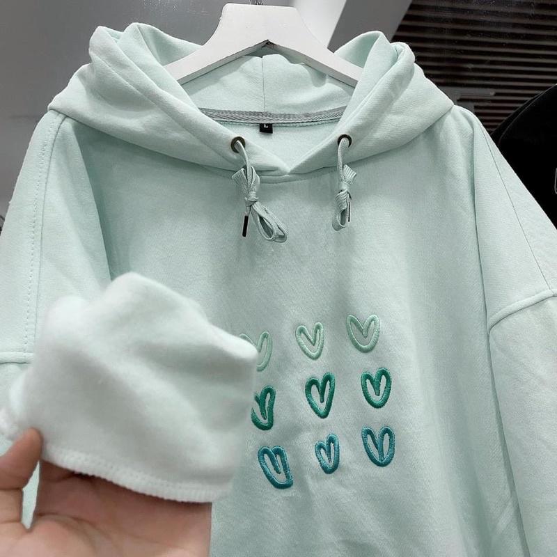 Áo Hoodie Nỉ Lót Bông form rộng Tim Mini unisex
