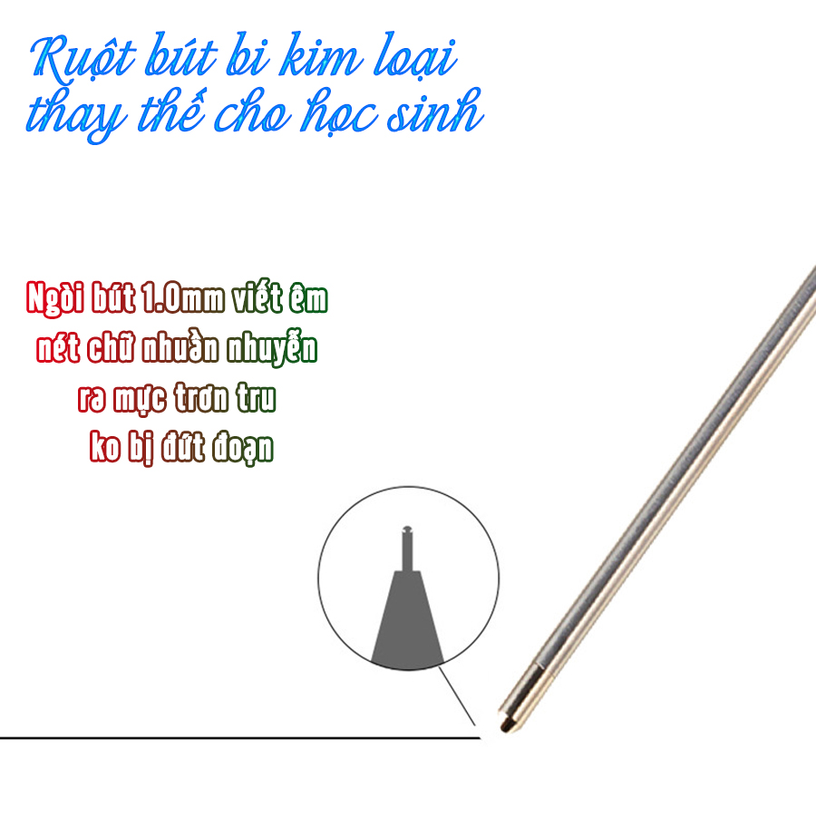 Combo 10 Ruột bút ký Bi kim loại 70mm 62mm 55mm ngòi 1.0mm thay thế - Ruột bút bi kim loại thay thế