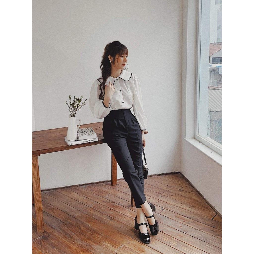 Thời trang quần quần Baggy nữ Cạp Cao Khóa Sườn Chất Vải Tuytsi Cao Cấp