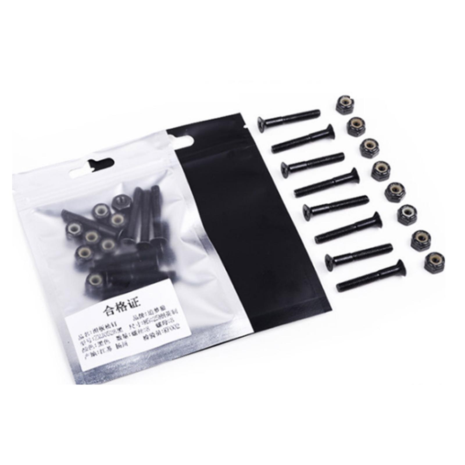 8pcs Replacement Longboard Skateboard Hardware Screws Mounting Black 35mm