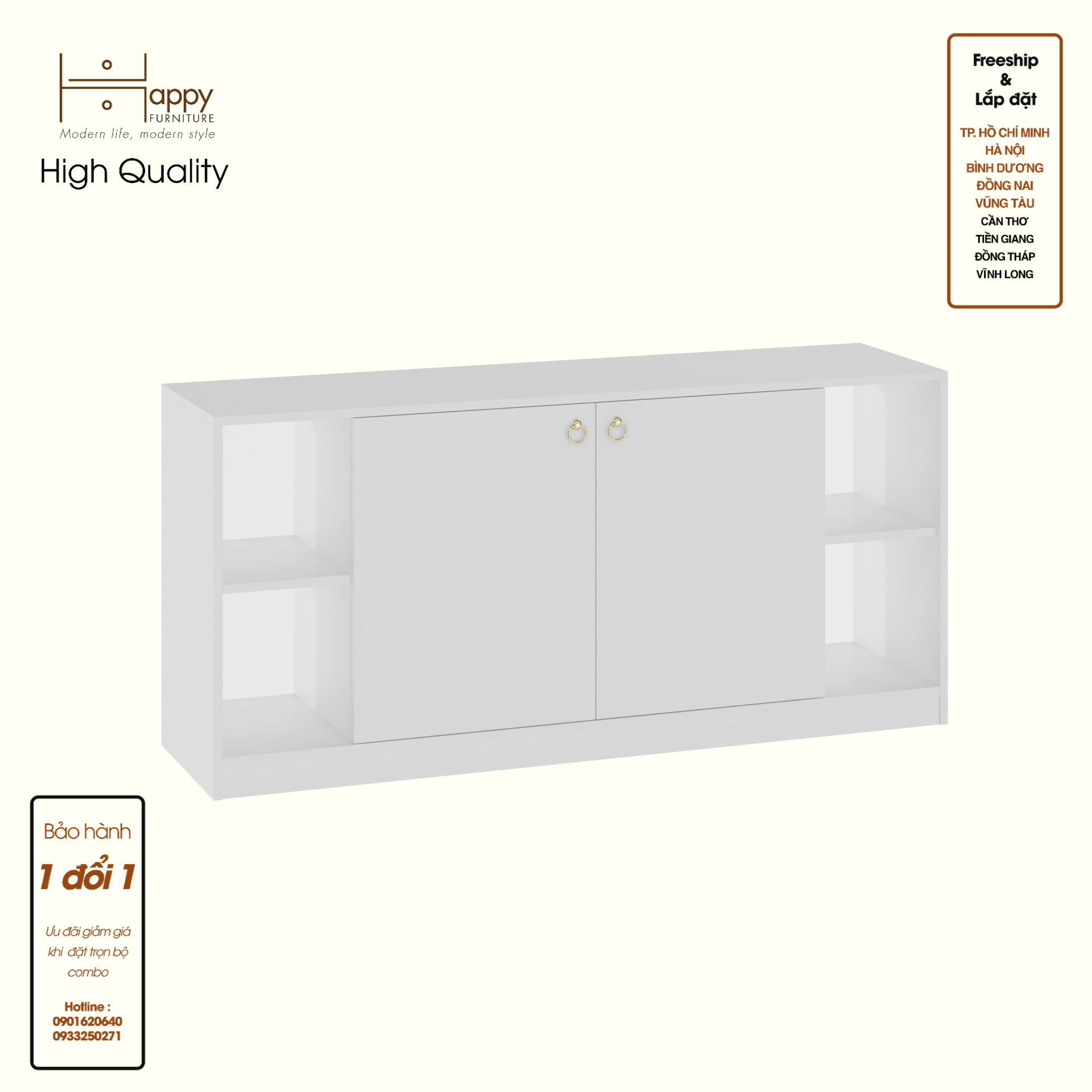 HAPPY FURNITURE , Tủ lưu trữ 2 cửa mở - MERI , TLT_057 , 150cm x 40cm x 70cm DxRxC