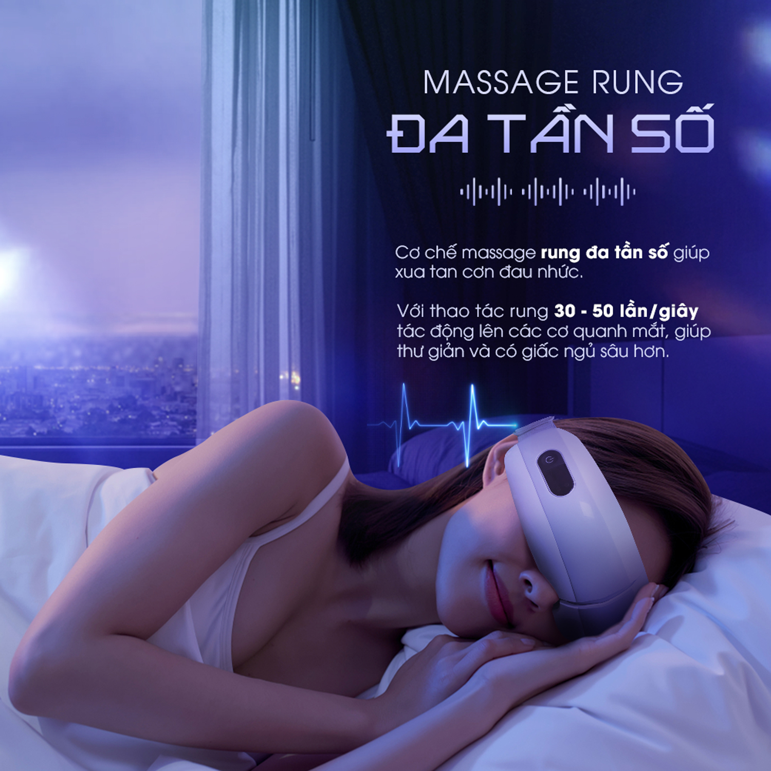 Máy Massage Mắt Nhiệt Hồng Ngoại Buheung MK-321 Giúp thư giãn mắt, gấp gọn 180 độ, BH chính hãng 12 tháng