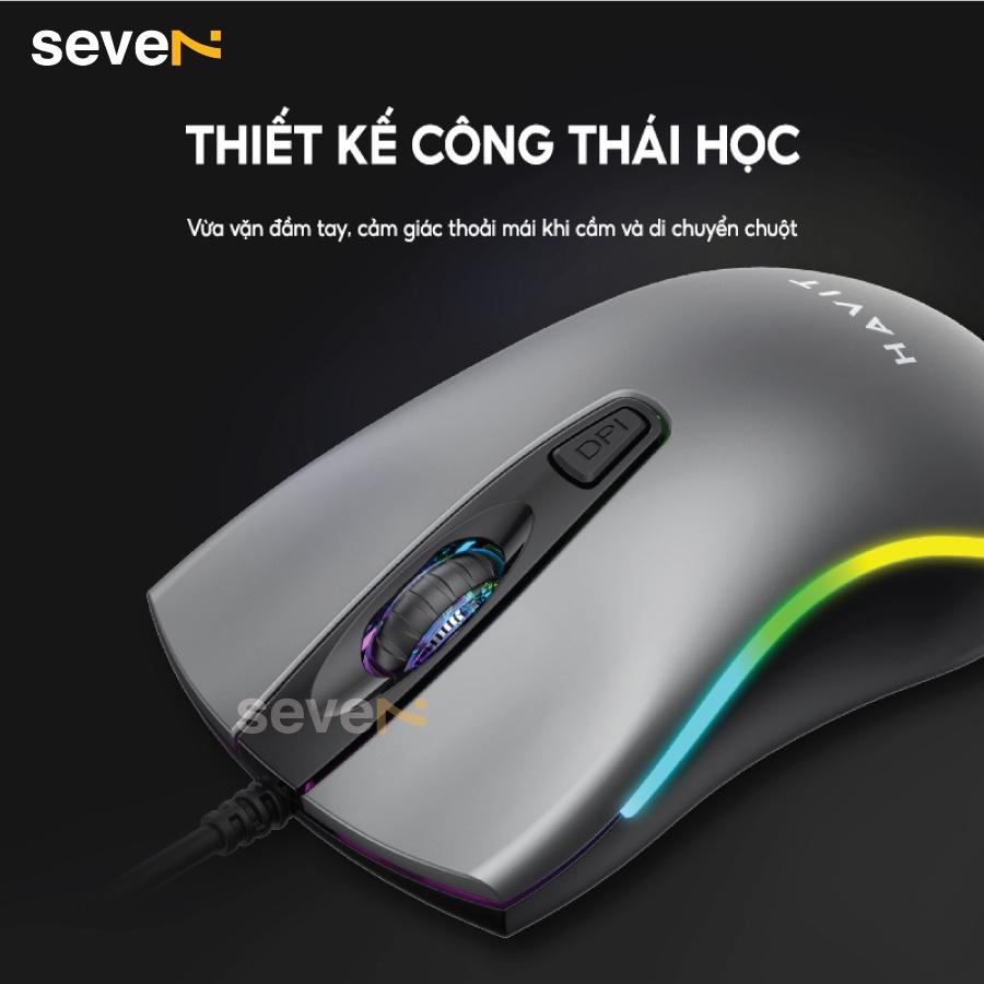 Chuột Có Dây Havit MS72 Độ Nhạy Lên Đên 1200 DPI, Có Đèn RGB -  Hàng Chính Hãng