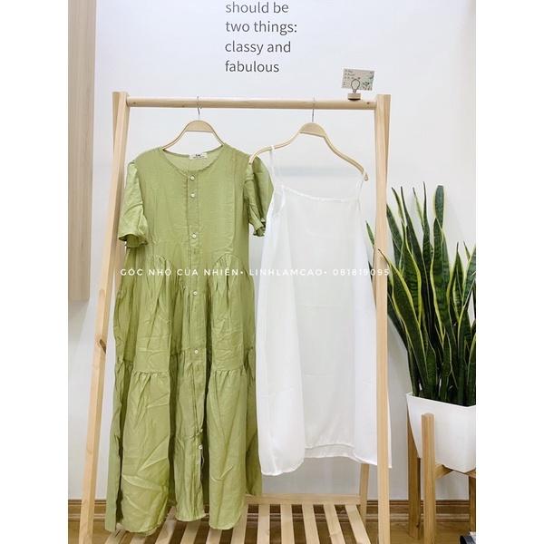 Set Váy Babydoll Suông Voan Tơ Màu Pastel Dáng Dài