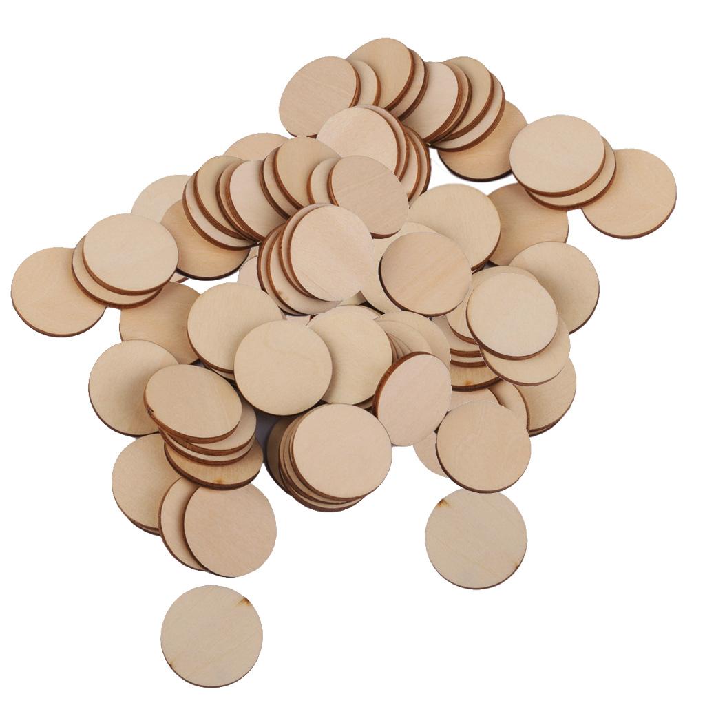 100 Natural Wooden Circle Round Embellishments DIY Crafts Scrapbooking 30mm