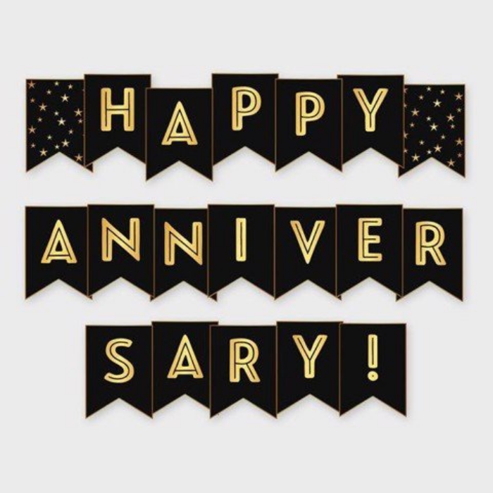 Bộ dây cờ trang trí ngày kỷ niệm đẹp Happy Anniversary hpan28