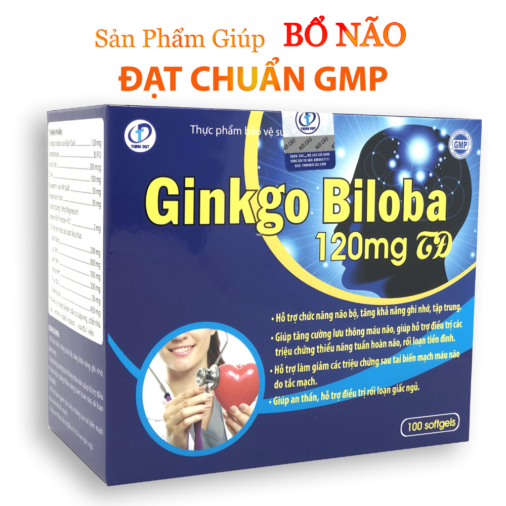 GINKGO BILOBA - Viên uống hỗ trợ chức năng não bộ, Giúp tăng cường lưu thông máu não, Giúp an thần, hỗ trợ điều trị rối loạn giấc ngủ