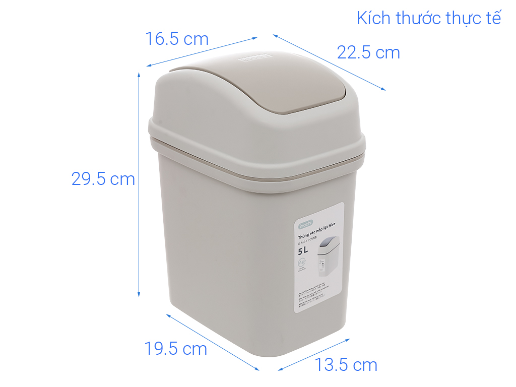 Thùng rác nắp lật Inochi Hiro (5L-10L-15L)