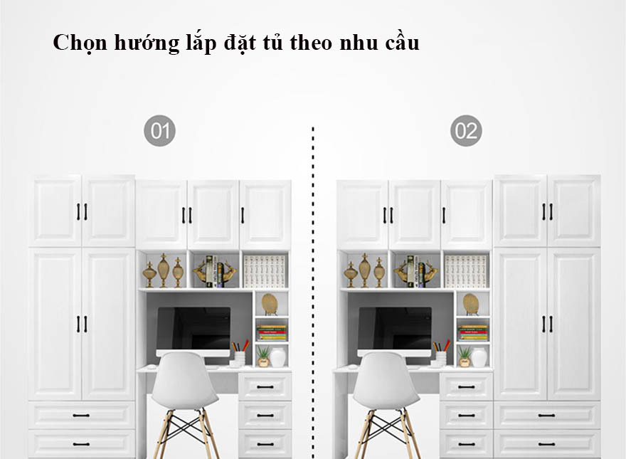 Tủ quần áo kết hợp bàn làm việc