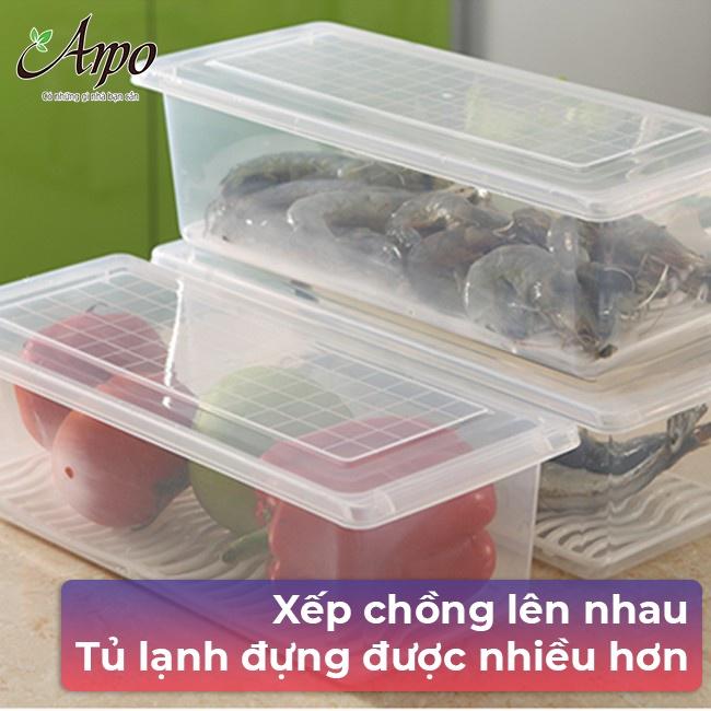 Hộp Nhựa Tủ Lạnh Bảo Quản Thực Phẩm Trong Suốt TÍch Hợp Khay Ráo Nước Giúp Thức Ăn Tươi Lâu - Hộp Tủ Lạnh Có Nắp