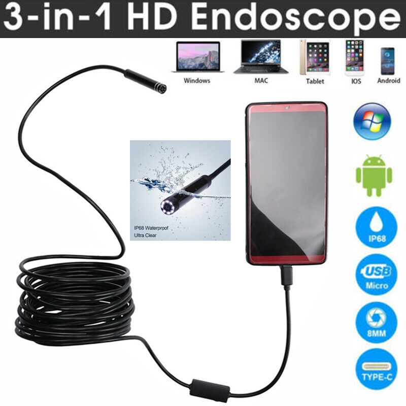 Camera nội soi chống nước 3in1 dùng cho mọi máy tính/ diện thoại hỗ trợ UVC
