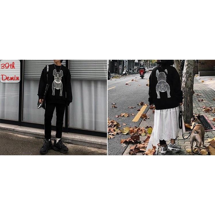Áo nỉ BULLDOG cổ tròn phong cách Hip Hop graffiti sweater unisex Form rộng Free Size