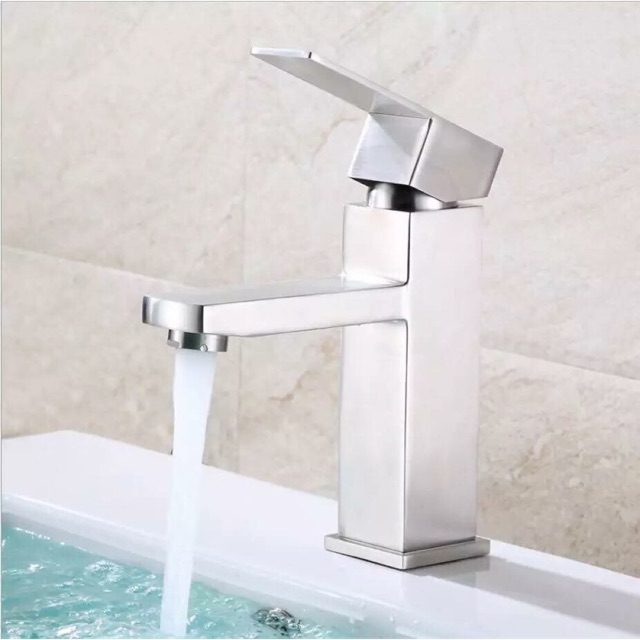 Vòi lavabo nóng lạnh cao 20 cm inox 304, vòi rửa mặt inox 304, 2015