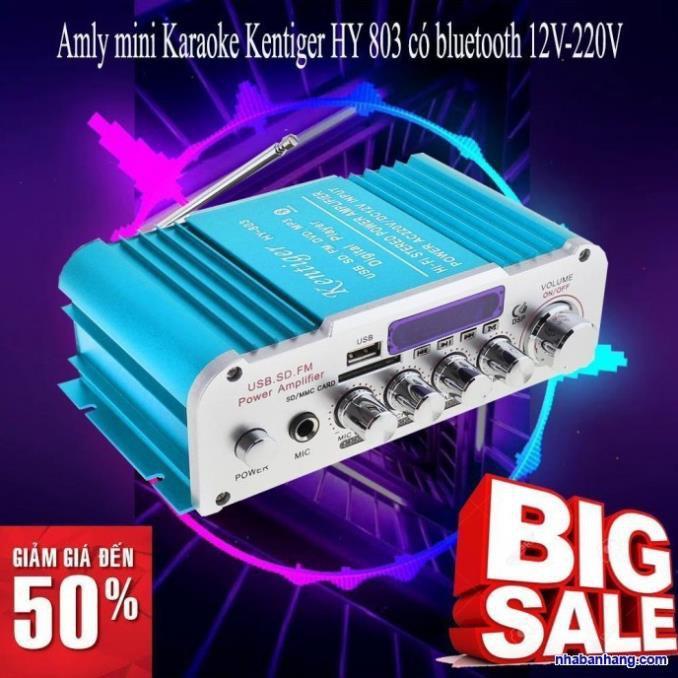 ️ Amly Mini Karaoke Kentiger HY 803 Có Bluetooth 12V - 220V, Âm Ly Chất Lượng, Giá Siêu Rẻ