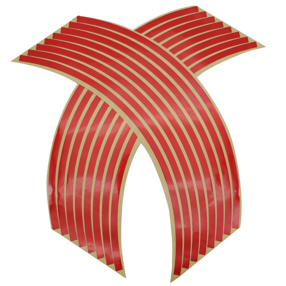 Bộ decal 16 thanh màu đỏ phản quang dán viền la dăng ô tô