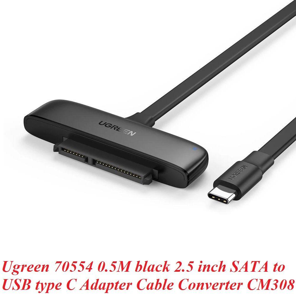 Ugreen UG70554CM308TK 0.5M màu đen đọc ổ 2.5 inch SATA ra USB type C 50cm - HÀNG CHÍNH HÃNG