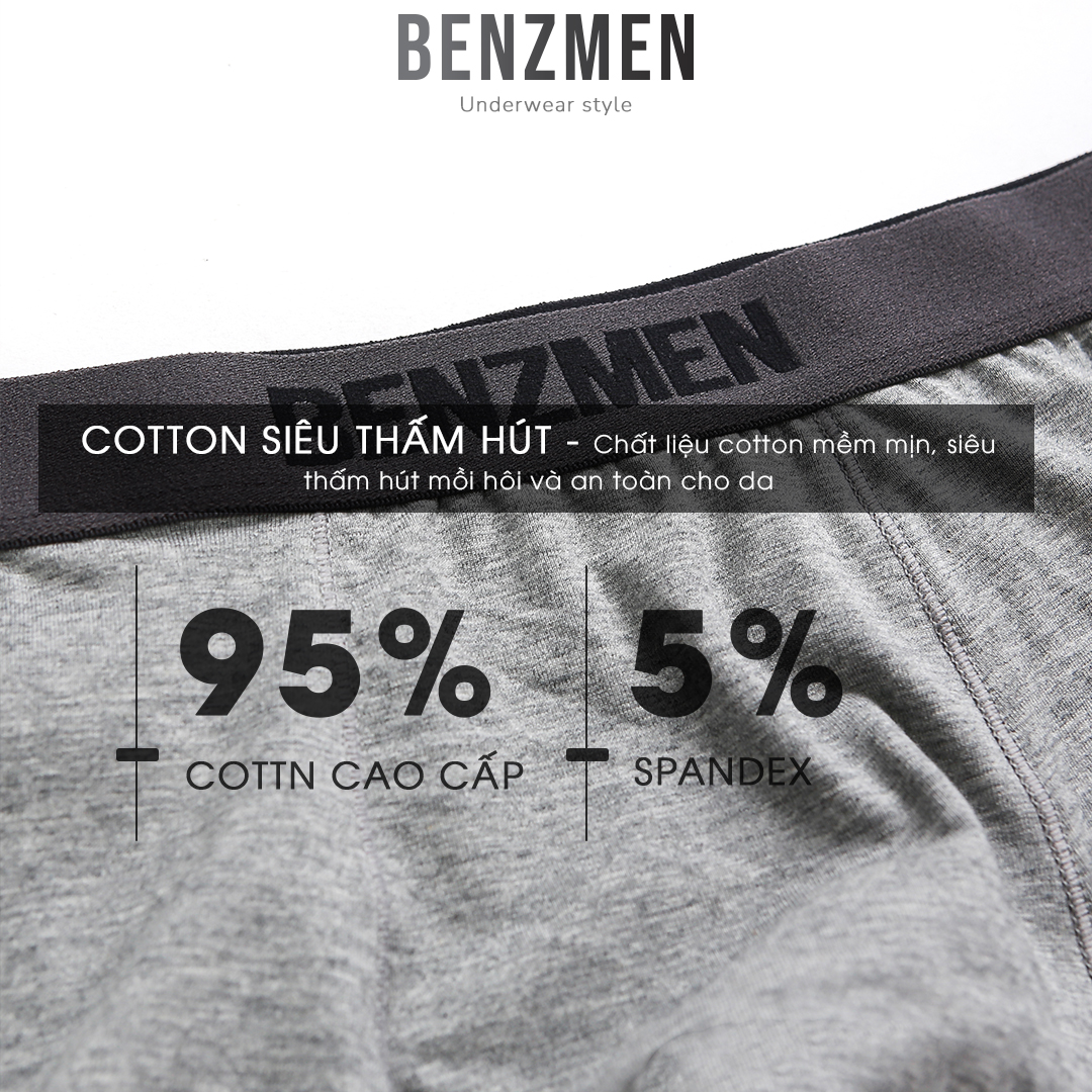 COMBO 5 Quần Sịp Boxer Nam, Quần Lót Nam Benzmen Chất Liệu Cotton Thấm Hút Mồ Hôi, Kháng Khuẩn Cực Tốt - BX03