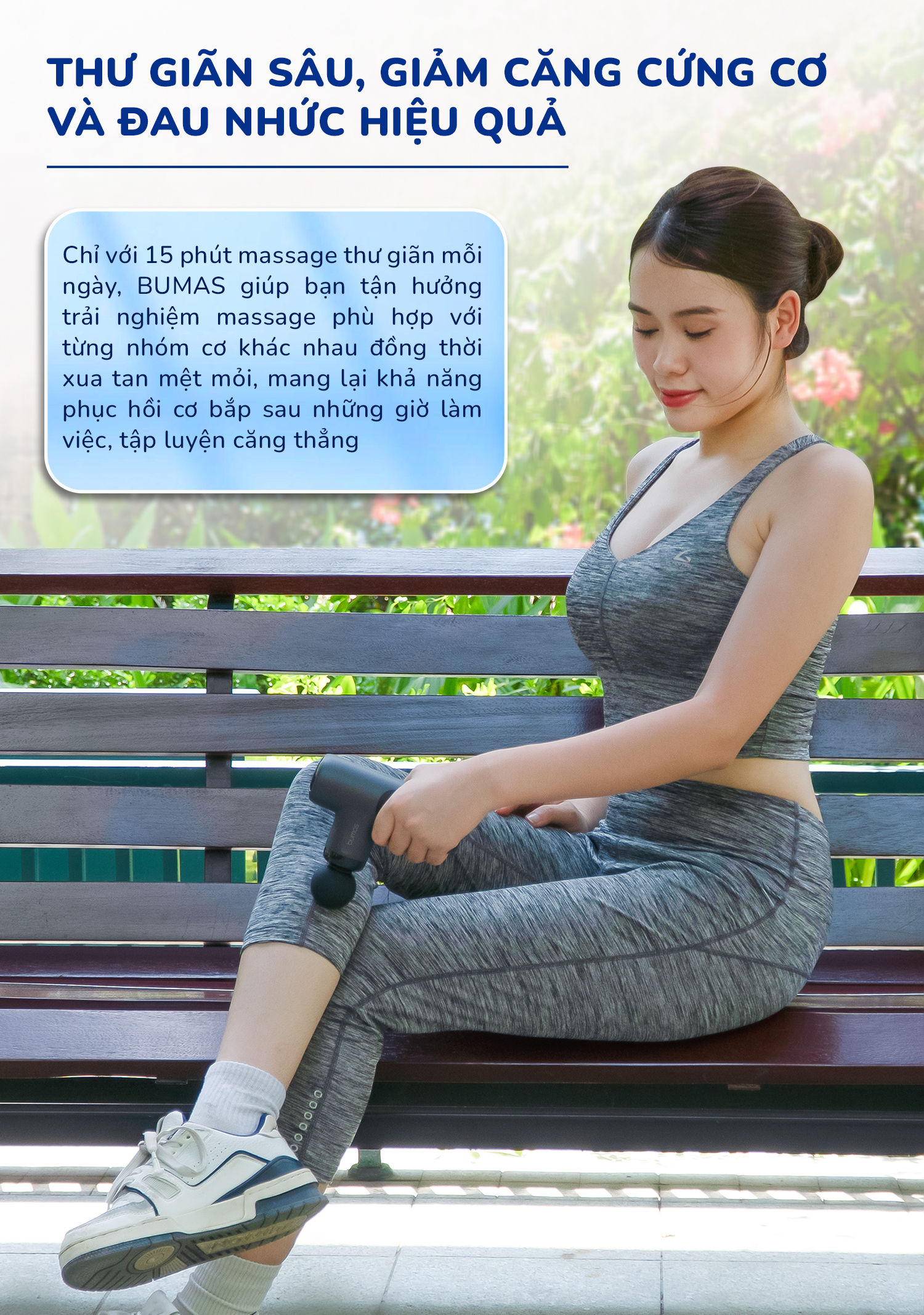 Máy massage cầm tay BUMAS M14 với 4 đầu massage toàn thân đa năng, sử dụng cho mọi lứa tuổi - Hàng chính hãng