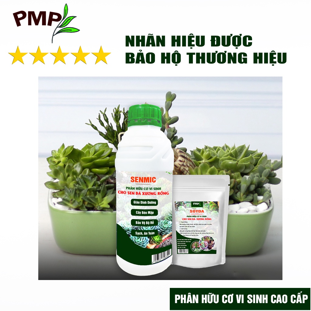 Phân hữu cơ cho sen đá, xương rồng Senmic PMP Phân bón vi sinh cao cấp chai 500ml