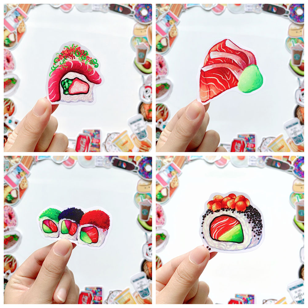 Bộ 20 Sticker Food Chủ Đề Món Ăn Uống (2020) Hình Dán Chống Nước Decal Chất Lượng Cao Trang Trí Va Li Du Lịch, Xe Đạp, Xe Máy, Laptop, Nón Bảo Hiểm, Máy Tính Học Sinh, Tủ Quần Áo, Nắp Lưng Điện Thoại