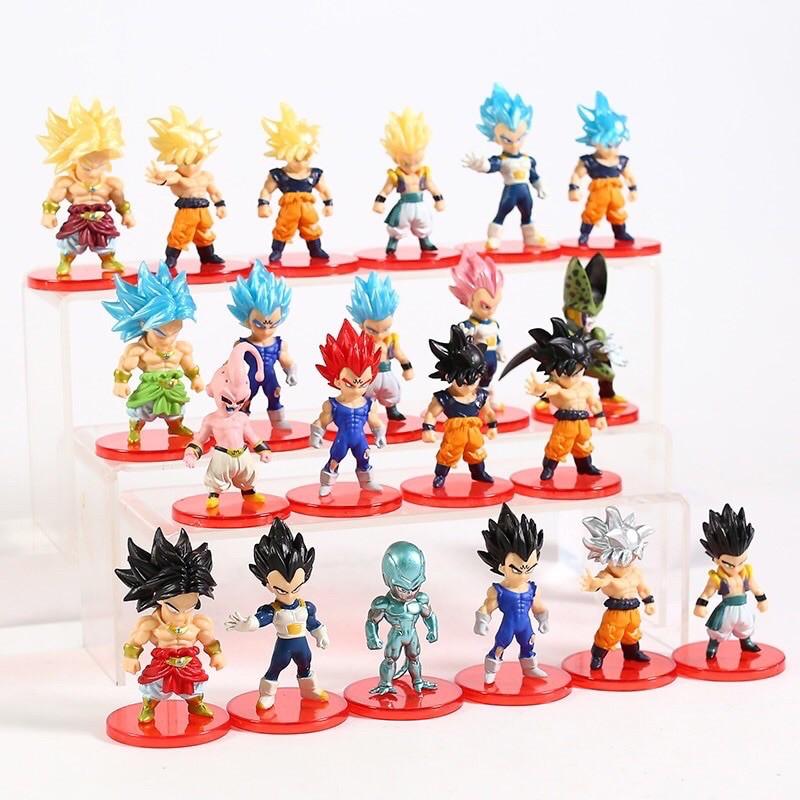 Combo 21 mô hình nhân vật Dragon Ball 7 Viên Ngọc Rồng Goku Gogeta Vegito Broly Gohan Frieza Vegeta SuperSaiyan God SSJ