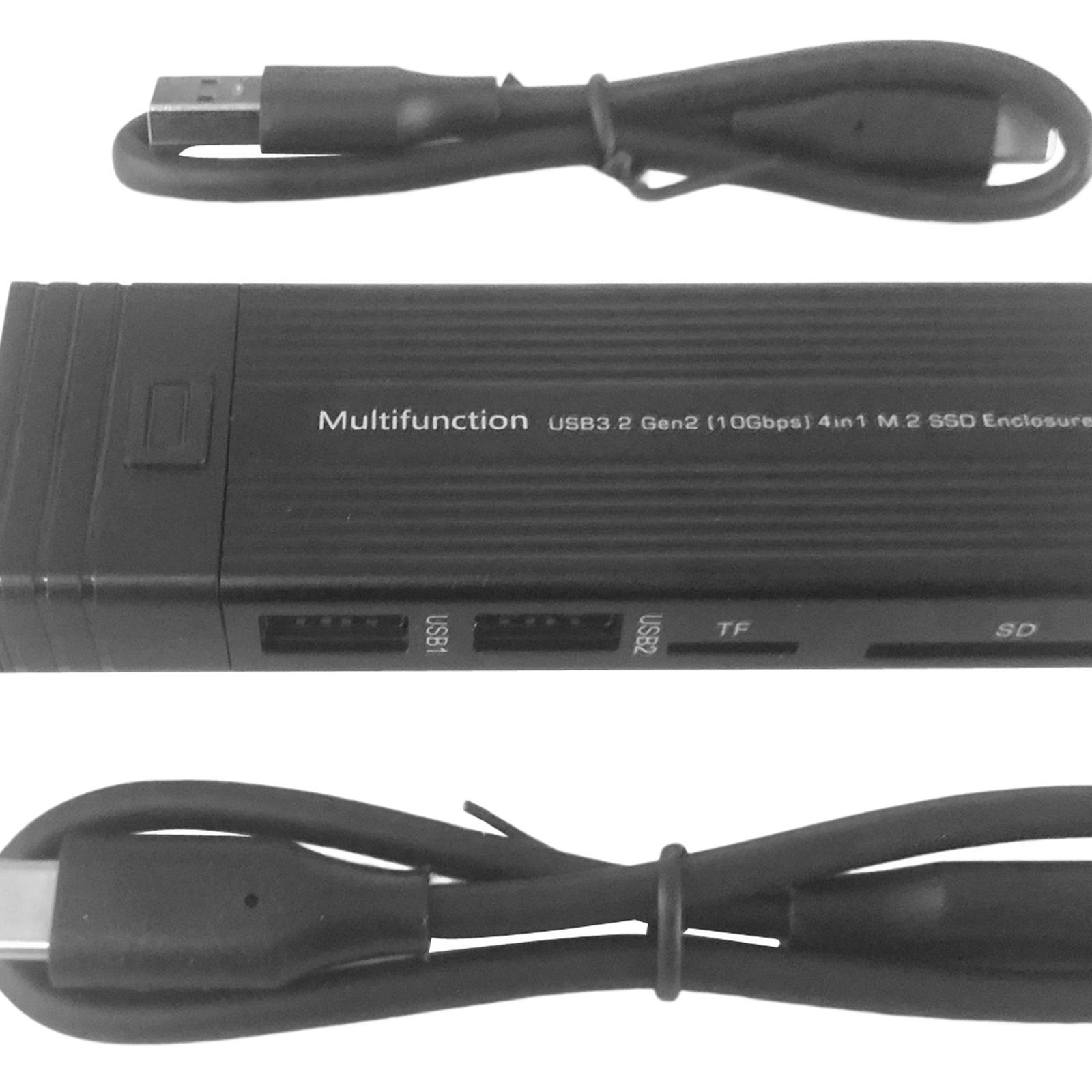 M.2 SSD Enclosure Type C 10 Gbps 6Gbps Compact Adapter for Laptop Black