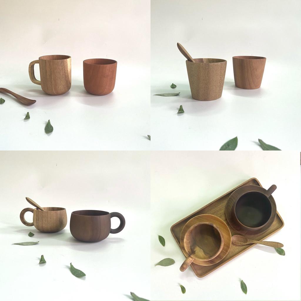 Cốc gỗ/ ly/ Lót ly/ thìa, muỗng gỗ xuất Nhật wooden cups