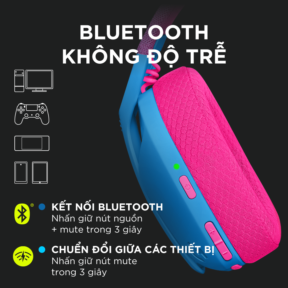 Tai nghe Game không dây Bluetooth Lighspeed Logitech G435 - Hàng Chính Hãng