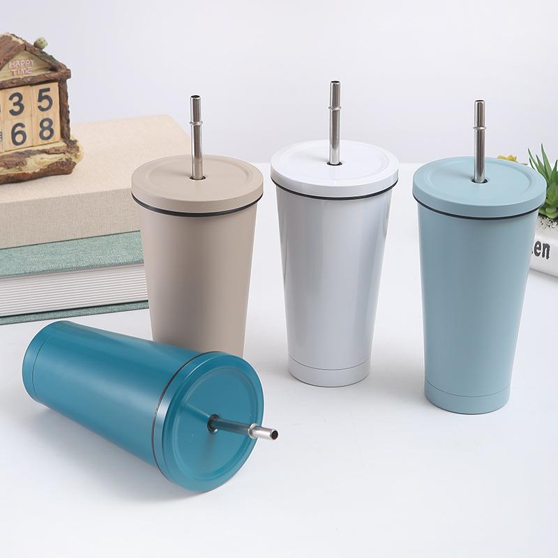 Phong Cách Mới Nhất Tùy Chỉnh Inox 304 Giữ Nhiệt Cốc 2 Lớp Hút Chân Không Công Suất Lớn Ống Hút Cốc Ô Tô Di Động Cà Phê Tặng Cốc