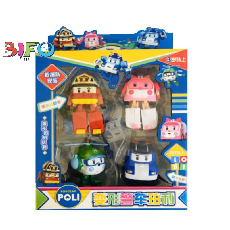 Đồ chơi biến hình biệt đội Robocar Poli 4 xe lắp ráp Policar 2 trong 1