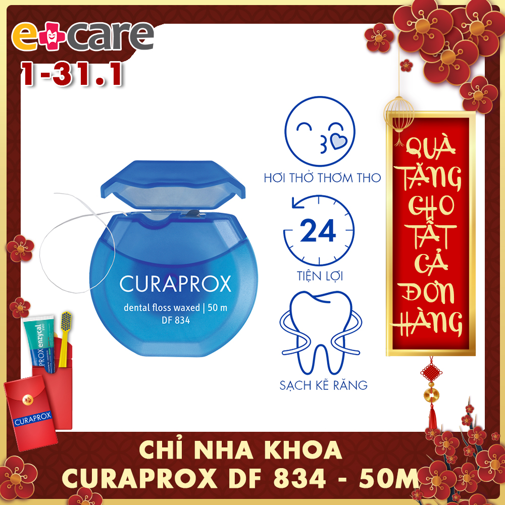 Chỉ tơ nha khoa có sáp Curaprox DF 834 50m