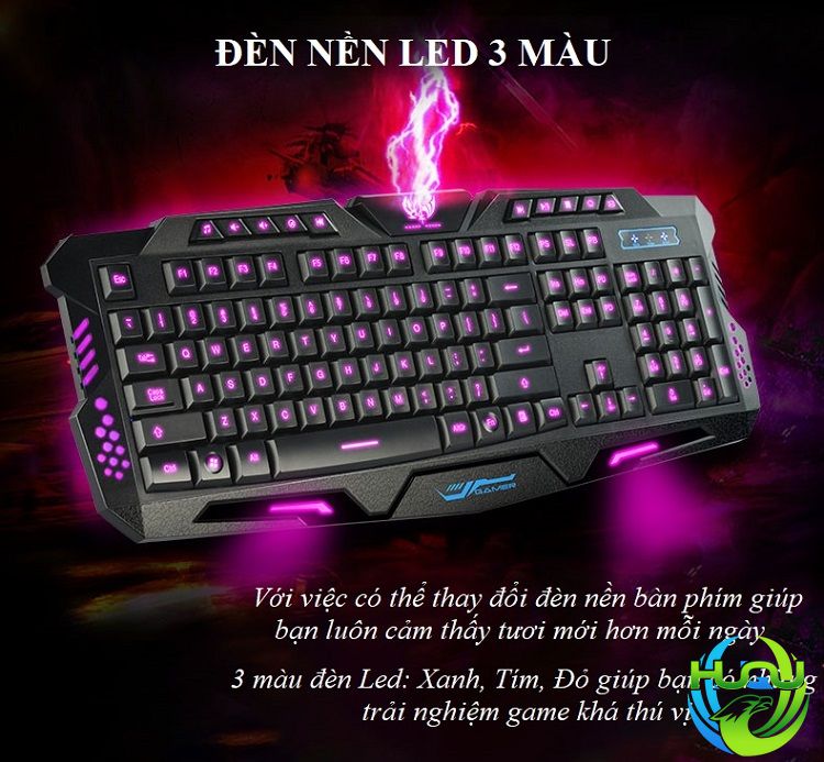 Bàn Phím Chơi Game Huqu HQ-M200 - Đèn Led 3 Màu-Hàng Chính Hãng